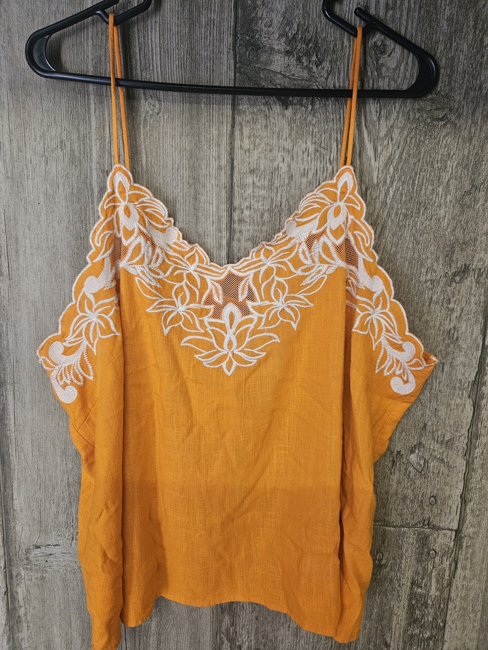 Express Orange Camisole with White Floral Lace Trim